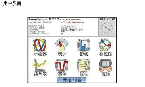 電能質(zhì)量分析儀用戶界面